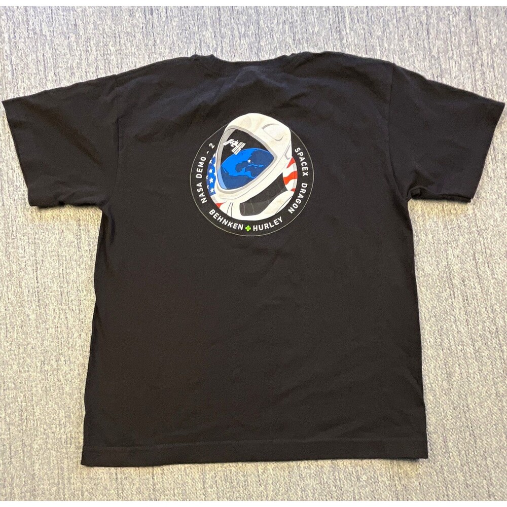 SpaceX Dragon NASA Demo-2 Behnken Hurley Graphic T-Shirt Youth M Black